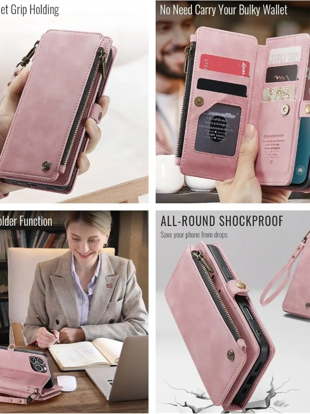 Defencase for iPhone 15 Pro or 15 Pro Max Wallet Case with RFID Card Holder